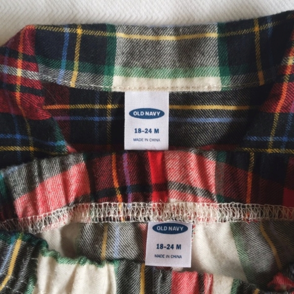old navy winter plaid classic pajama set 18-24 months baby unisex - Picture 3 of 8